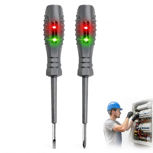 2 Pcs 2-in-1 High Torque Strong Magnetic Screwdriver Electricity Detector,Electricity Detector Screwdriver, 12V-220V Voltage Tester, Electrical Circuit Tester for Electricians (Flathead+Crosshead)