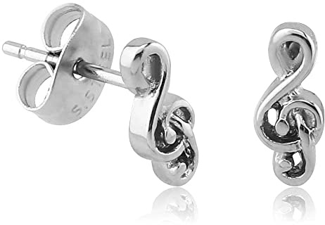 viva-adorno 1 Paar Edelstahl Damen und Herren Ohrringe Ohrstecker Musik Notenschlüssel Z495.D13