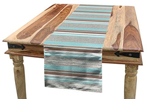 ABAKUHAUS Wasser Tischläufer, Horizontale Streifen-Linien, Esszimmer Küche Rechteckiger Dekorativer Tischläufer, 40 x 180 cm, Seafoam Umbra und Weiß