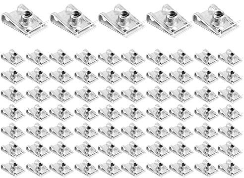 KIMISS 75pcs U Clips para moto M6 - Juego de abrazaderas para carenado, panel y carrocería - U Nut de acero inoxidable - Fijación rápida