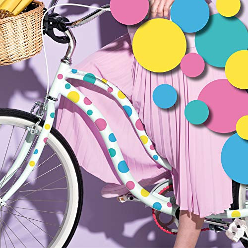 Wandtattoo Loft Fahrradaufkleber für Kinderfahrräder, 42 Stück, Bunte Punkte Pastellfarben, Fahrradsticker, Aufkleber Fahrrad, Sticker für Kinder, Aufkleber Laufrad, Fahrraddekoration, Bunte Kreise