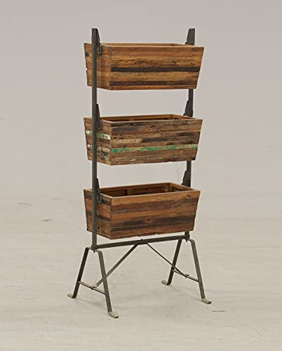 AubryGaspard Jardinière sur Pieds en métal et Bois recyclé