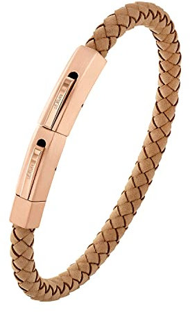 s.Oliver Armband Edelstahl Leder Herren Armschmuck, 20+1,6 cm, Braun, Kommt in Schmuck Geschenk Box, 2032527