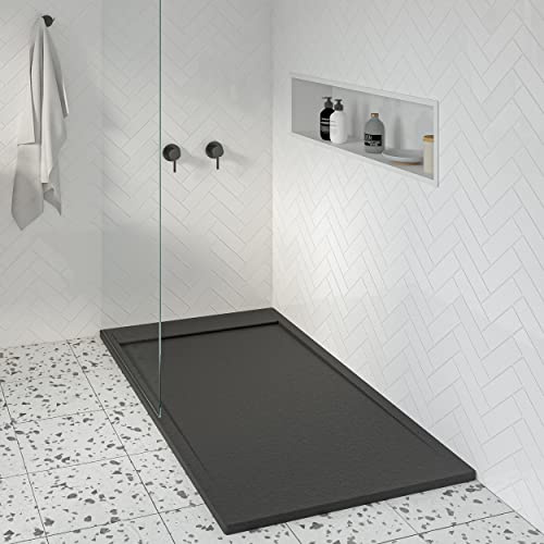 KOES - Kunstharz-Duschwanne Modell AMUR – 90x100 – Schwarz RAL 9005