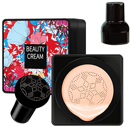 Mushroom Head Air Cushion BB Cream,Concealer Lasting Nude Makeup, Moisturizing Brightening Pigment Liquid Foundation, Even Skin Tone Makeup Base (Natural skin tone)