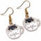 Cat Earrings, Cute Kitty in a Coffee Cup Enamel Charm Beads on Nickel Free Gold Tone Hooks : 38mm long, Animal Pet Kitten Lover Gift
