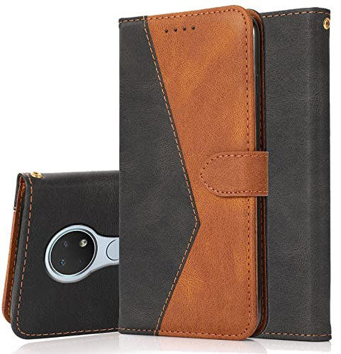 Radoo Coque pour Nokia 7.2/6.2, Housse Étui en PU Cuir Portefeuille Antichoc Étui à Rabat Clapet Protection Magnétique Flip Cover Wallet Case avec Carte Fentes, Fonction Stand (Black Brown)
