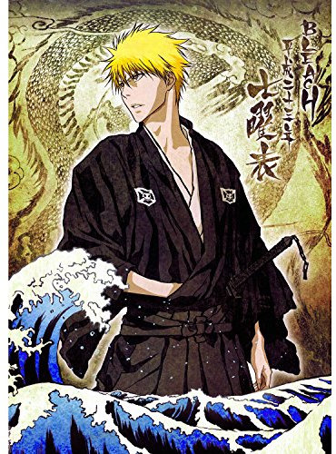 French Unicorn Poster, Bleach Ichigo Kurosaki, japanisches Anime, Artwork, Stil Wellen Hokusai