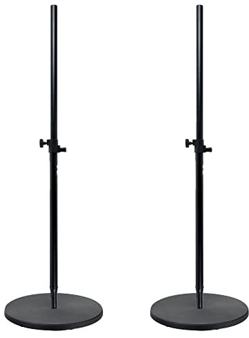 Pronomic Lautsprecherstativ 150cm mit Rundsockel Set - 2 schwere Rundsockel - 2 Distanzstangen - Durchmesser Sockel: 44 cm - Höhenverstellbar von 90-150 cm - Max. Belastbarkeit: je 30 kg - Schwarz
