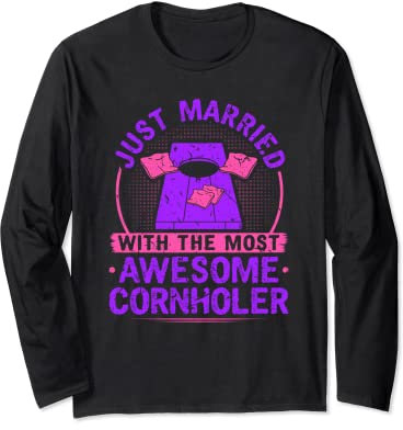 Just Married, Cornhole Wedding Ehe Partner Wife Langarmshirt