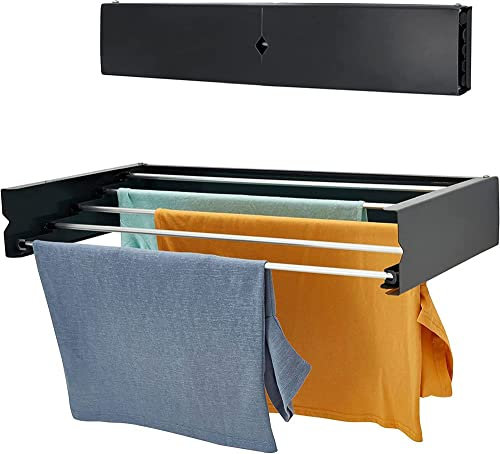HomeArt Wäscheständer, 95 cm, Wäscheständer, zusammenklappbar, Wandmontage, zusammenklappbar, Wäscheleine, Wäschetrockner, Innen- oder Außenbereich, 25 kg Kapazität, Anthrazit