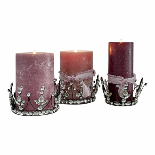 Loberon Deko-Krone 3er Set Bigas, antiksilber | royaler Charakter, funkelnder Charme, Festdeko, Weihnachtsdekoration, Weihnachten, Eisen, Glassteinchen