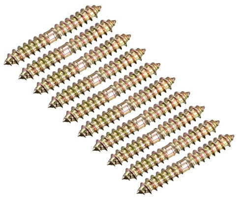 sourcing map Bulloni per gancio da 6 x 40 mm, 24 pezzi con filettatura autofilettante a doppia estremità per tasselli in legno per collegamento in legno