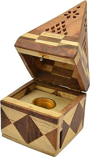 GIFT BRIT Sheesham Räucherkegel aus Holz, Pyramide