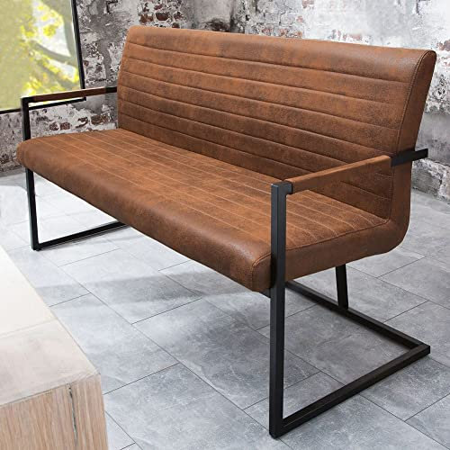 cagü: Sitzbank Philadelphia Braun Vintage mit Armlehnen Mikrofaser 160cm x 63cm x 88cm