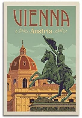 WELYK Vintage Reiseposter Wien Poster Dekorative Malerei Leinwand Wandposter und Kunstbild Druck Moderne Familie Schlafzimmer Dekor Poster 20 x 30 cm
