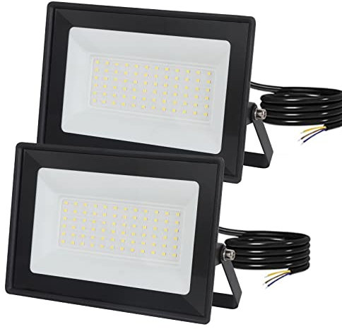 Mille Lucciole Focos LED Exterior Foco LED Exterior 50W Focos de LED Exterior 5000LM Foco LED IP65 Impermeable 72 LED 6500K Blanco Frío Focos de Exterior Para Garaje,Patio,Terraza【Negro 2 Pcs】