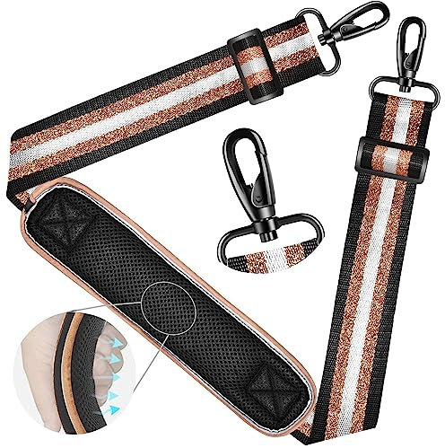 ZINZ Schultergurt 59-Zoll-Universal-Taschengurt mit ultradickem,festem,atmungsaktivem Polster,Verstellbarer Schultergurt für Laptop-Tasche,Umhängetasche,Sporttasche und mehr -Schwarzgoldener Jacquard