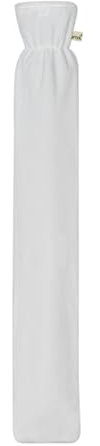 Premium Schlauch-Wärmflasche mit hochwertigem Supersoft Korean Fleece Bezug 77cm x13cm BS1970:2012 zertifiziert - TÜV Rheinland getestet (Weiß)