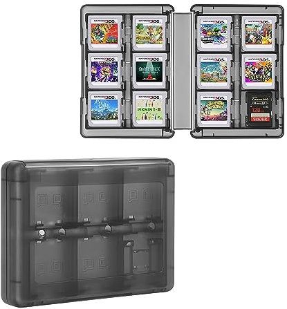 kwmobile Aufbewahrungsbox für Spiel-Kartuschen kompatibel mit Nintendo 3DS Box - Spiele Hülle für bis zu 22 Spiele und Zubehör - Schwarz