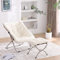 YOTATING Saucer Chair with Ottoman, Comfy Faux Fur Chair Oversized Folding Soft Furry Lounge Lazy Chair Metal Frame Moon Chair Accent Chair for Bedroom, Living Room, Dorm Rooms, Beige