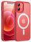 JETech Magnetic Case for iPhone 12 Mini 5.4-Inch Compatible with MagSafe, Translucent Matte Back Slim Shockproof Phone Cover (Red)