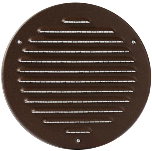 Vent Systems - Griglia di ventilazione tonda in metallo nero da 150 mm (interna) per intradosso, griglia di ventilazione con deflettore, per registro - con rete integrata - per impianti HVAC per