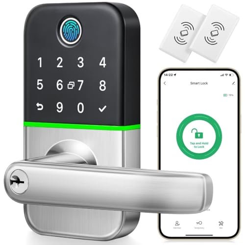 Serratura intelligente con tastiera con maniglia: Kucacci Keyless Entry Door Lock - Smart Lock per porta d'ingresso - Serratura elettronica con tastiera per porta esterna - Alternativa a leva