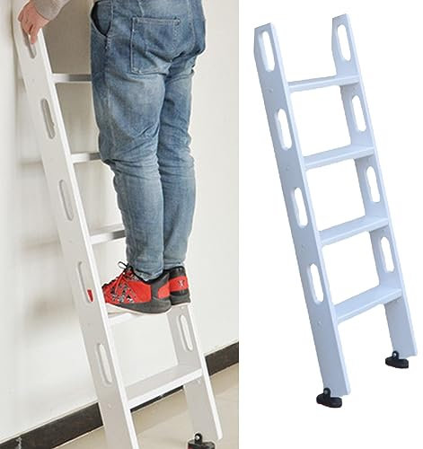 Haushalts-Etagenleitern aus Holz mit Handlauf, robuste weiße Leiter für Schlafsäle, Bettleiter, Dachboden-Aufstiegsleiter, platzsparende Schlafzimmerleiter mit 3/4/5 Stufen (Größe: 4 Stufen