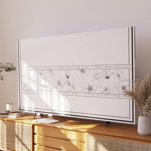 VUT Schlafzimmer-Wand-tv-staubschutz, Französische Elegante Tv-abdeckungen, Weicher Kristall-samtstoff, Staubdichter Schutz Für Flachbildfernseher, Smart-tvs(Size:65in(150x90cm),Color:A)