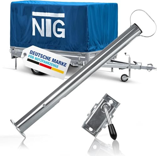 NTG Anhängerstütze | Abstellhöhe 600mm | Stützlast 300kg pro Stütze | verzinkter Stahl | mit und ohne Klemmhalter | extra Robust | Anhänger Stützfuß (Anhängerstütze + Klemmhalter, 1 Stück)