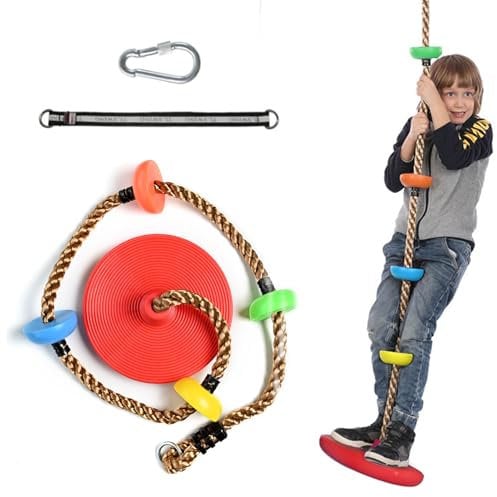 Outdoor Children's Climbing Rope with Platform Outdoor Hanging Plate Swing Tree Disc Swing Climbing Rope for Garden Swings for Kids, Garden Play Equipment Children's Swing Accessories Outdoor