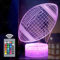 Rugby geschenke für jungen, 3D Nachtlicht, LED Illusion Lampe, Stimmungslichter mit Touch & Fernbedienung, 16 Farben Wechselnd Dekoration Nachttischlampen, Geschenke für jungen Mädchen Männer Kinder