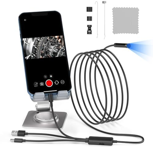 Syfunlv Endoscope Camera with 6 LED Light,1920P HD-Auflösung,4 in 1 Type Snake Inspection Camera, IP67 Waterproof, No WiFi Required,USB Endoscope Channel for Android & iOS, Tablet (2m)