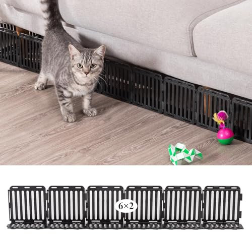 Spielzeugblocker Couch Schutz für Haustiere, Sofaschutz Katze Plastic Under Furniture Gap Protector für Sofa und Andere Möbel (Schwarz 12er Pack 6 Füße)