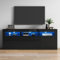 KOMHTOM Meuble TV 160 cm Longueur Noir avec LED et Rangement Table Television Salon avec Deux tiroirs et Portes Meuble de Salon Moderne (Noir, 160 x 35 x 60 cm)