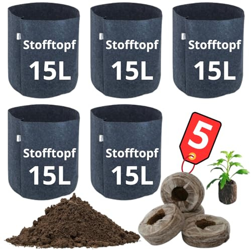 Stofftopf 15l | Pflanztöpfe | Pflanzsäcke 15l | Pflanztöpfe | Topf | Pflanztaschen 15l | Grow Töpfe | Pflanztopf | Blumentopf 15l | Grow Bag