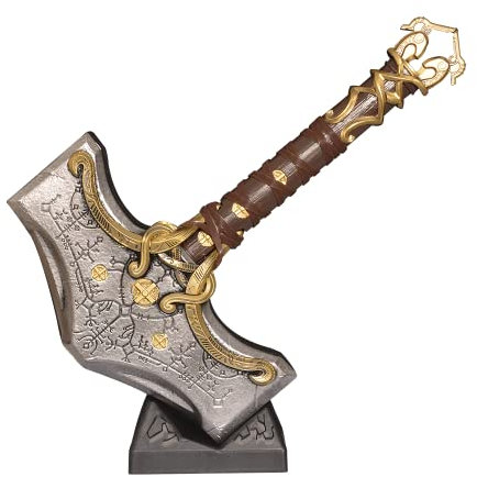 Claymeur Martillo de Thor Mjölnir de 43 cm con base de exhibición para decoración del hogar, colección, accesorios de disfraces