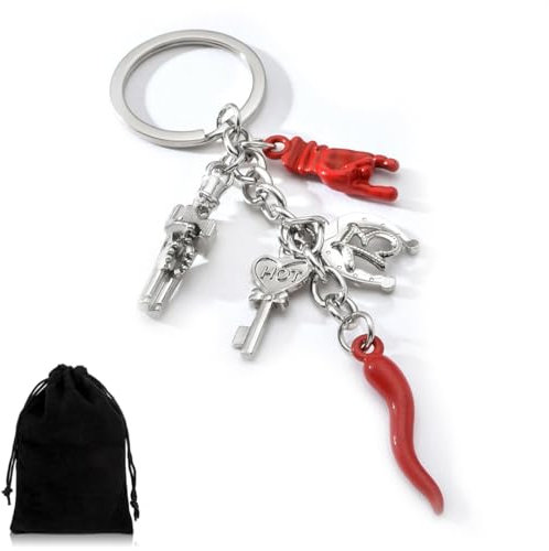 Schlüsselanhänger mit Rotem Pfeffer-Anhänger für Damen und Herren - Legierung und Stahl Geschenkidee für Jeden Anlass