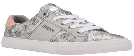 GUESS Loven Damen-Sneaker, Silber/Pink Glitter Logo 099, 37.5 EU