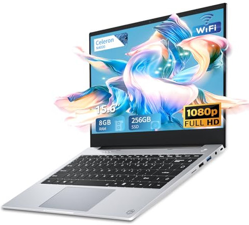 Laptop 15.6 inch, Windows 11 Laptop 8GB LPDDR4 RAM 256GB SSD, Celeron N4000 Processor, 1920*1080 FHD Screen, UlrtaSlim Lapto p with Mini HDMI+BT4.2+USB3.0+WiFi5, TF Card Slot Supports SSD Expand 1TB