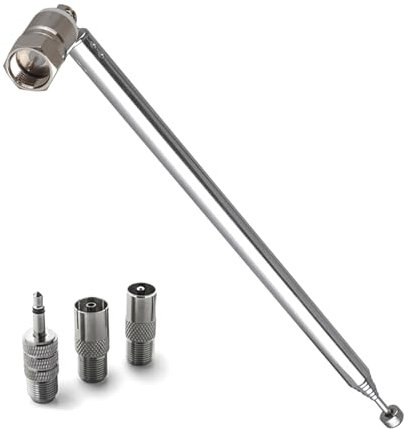 F Type Telescopic Radio Antenna with 3 Types of Adapters Applicable for Sangean for Sony DAB Radio