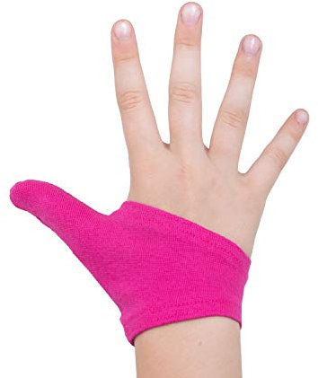 Award Winning Thumb Glove - Stop Thumb Sucking, Skin Picking, Skin and Nail Biting. Dry Hands, Eczema, Psoriasis. Children and Adults. Touch Screen Compatible. (Pink, Medium (7-9yrs))
