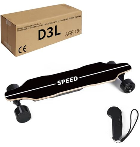 ExploTex Elektro Skateboard, Vierrädriges Longboard mit Zwei 450W Nabenmotoren, Wasserdichtes, Stoßabsorbierendes Skateboard, Maximale Belastung 100KG, 38KM/H, 15-20KM