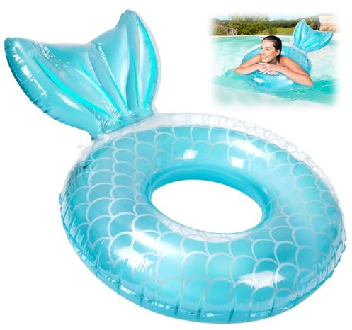 Aufblasbarer Schwimmring 110cm, Meerjungfrau Schwimmreifen, PVC Schwimmreifen Erwachsene, Schwimmreifen Luftmatratze für Pool, Strand und Erwachsene (Grün)
