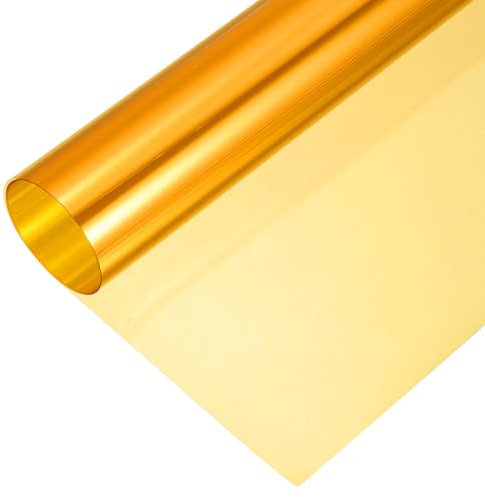 QUARKZMAN Film pour Fenêtre Iridescent, 30 cm x 100 cm Film Holographique PVC Tissu Dichroïque Rouleau de Papier Vinyle Transparent pour DIY Artisanat Emballage Cadeau Décoration de Sac, Or