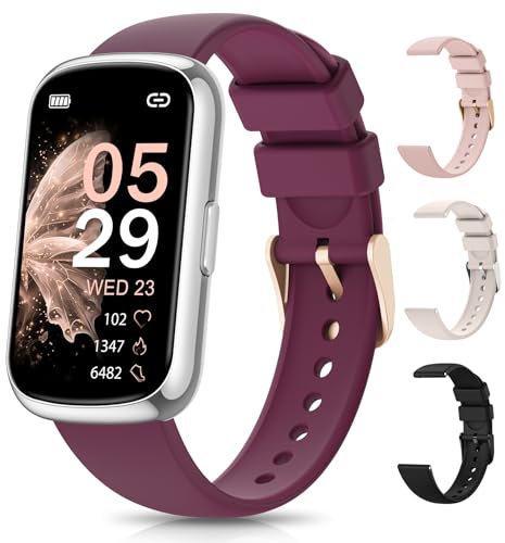 Sanorum Montre Connectée Femme, 1.47 Tracker d'Activité, 24 Modes Sportifs, 4 Bracelets, Suivi Sommeil, Fréquence Cardiaque SpO2 Podometre Fonction Féminine Etanche IP68 Smartwatch Android iOS Argent