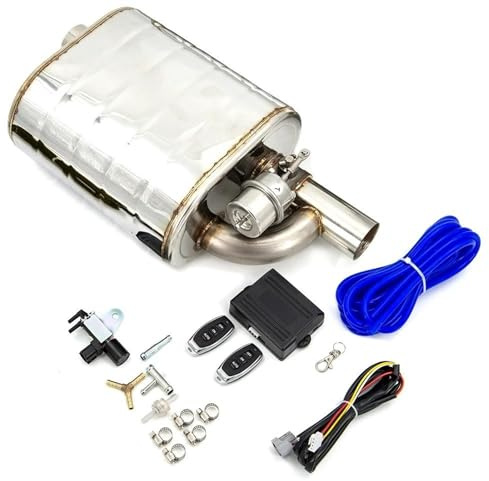 QFJFBGGH Terminale di Scarico Silenziatore di Scarico da 2 2,5 3 '' Pollici con Valvola di Scarico Set Controllo Remoto per Ritaglio Scarico Elettrico O Controllo OBD Silenziatore(76MM L+Control)