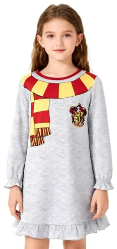 Harry Potter Nachthemd Mädchen Nachtkleid Kinder, Hogwarts Gryffindor Schlafanzug Herbst Winter Kleidung Weihnachten Geschenke übernachtungsparty Kleid Nachtwäsche Pyjama Nightdress 9-10 Jahre 134-140
