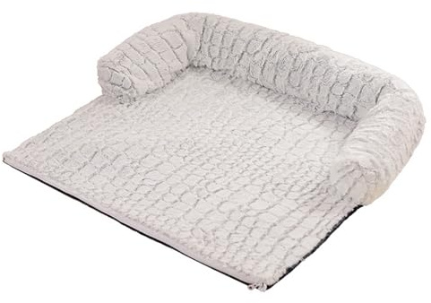 Luxuriöses Haustierbett Im Sofa-Stil Mit Nackenrolle – Kuscheliges Hunde- Und Katzensofakissen Aus Plüsch, Selbstwärmender Und Abnehmbarer Bezug, rutschfest, Stilvolle Wohndekoration(XL)